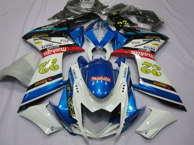 22 White and Blue 2007-2008 GSXR 1000 Motorcycle Fairing 22 White and Blue 2007-2008 GSXR 1000 Motorcycle Fairing