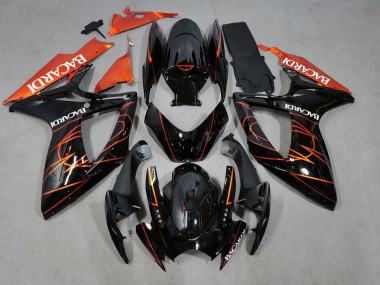 Bacardi Black and Orange 2006-2007 GSXR 600-750 Motorcycle Fairing