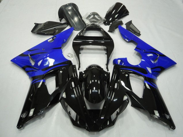 Black Flame & Blue 2000-2001 R1 Motorcycle Fairing Black Flame & Blue 2000-2001 R1 Motorcycle Fairing
