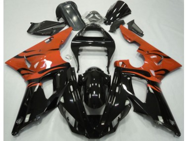 Black Flame & Orange 2000-2001 R1 Motorcycle Fairing