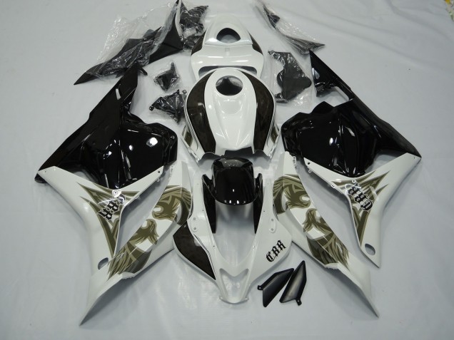 Black Gold and White 2009-2012 CBR600RR Motorcycle Fairing Black Gold and White 2009-2012 CBR600RR Motorcycle Fairing