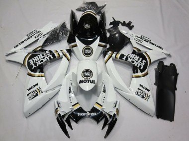 Black White Lucky Strike 2006-2007 GSXR 600-750 Motorcycle Fairing