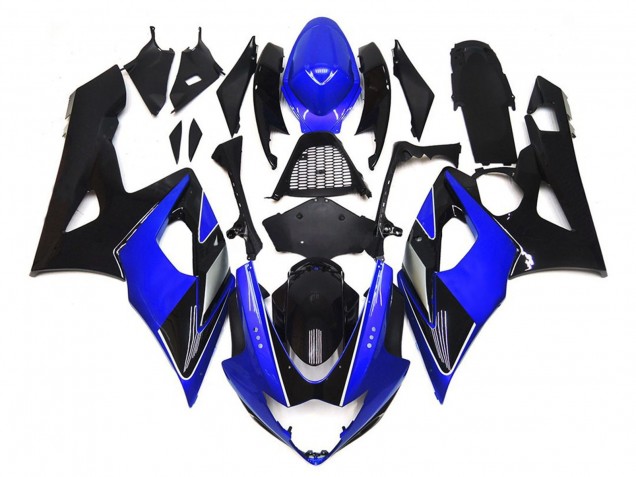 Black and Blue Gloss with silver 2005-2006 GSXR 1000 Motorcycle Fairing Black and Blue Gloss with silver 2005-2006 GSXR 1000 Motorcycle Fairing