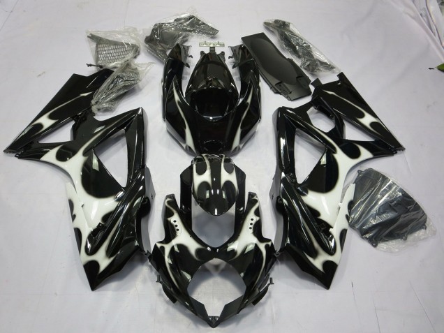 Black and White Design 2008-2010 GSXR 600-750 Motorcycle Fairing