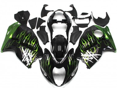Black with Deep Green Flame 1997-2007 GSXR 1300 Hayabusa Motorcycle Fairing