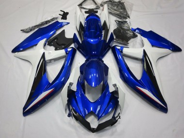 Blue Black and White 2008-2010 GSXR 600-750 Motorcycle Fairing