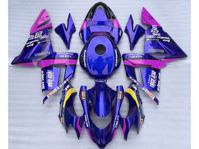 Blue and Pink Trickstar 2004-2005 ZX10R Motorcycle Fairing