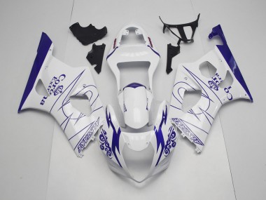 Blue and White Corona 2003-2004 GSXR 1000 Motorcycle Fairing