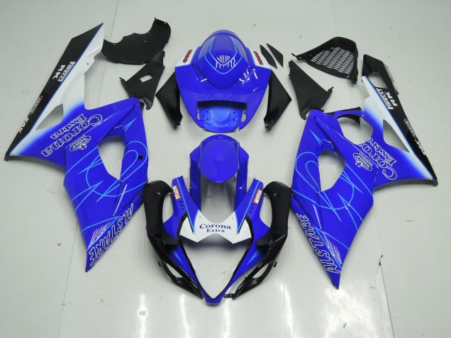 Blue and White Corona 2005-2006 GSXR 1000 Motorcycle Fairing Blue and White Corona 2005-2006 GSXR 1000 Motorcycle Fairing
