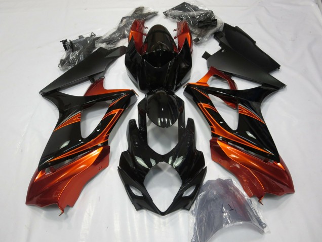 Burnt Orange and Black 2007-2008 GSXR 1000 Motorcycle Fairing