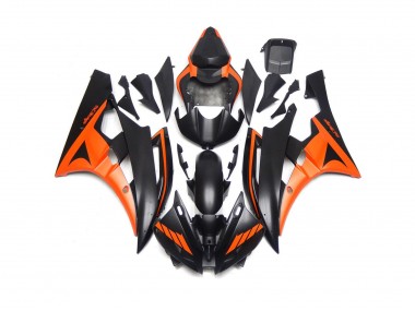 Custom Matte Black and Orange 2006-2007 R6 Motorcycle Fairing