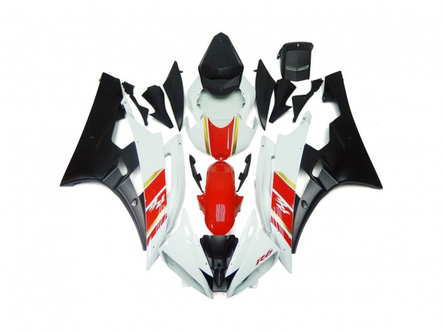 Custom Matte Black and Red with White 2006-2007 R6 Motorcycle Fairing