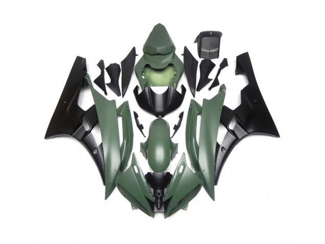 Custom Matte Green and Black 2006-2007 R6 Motorcycle Fairing