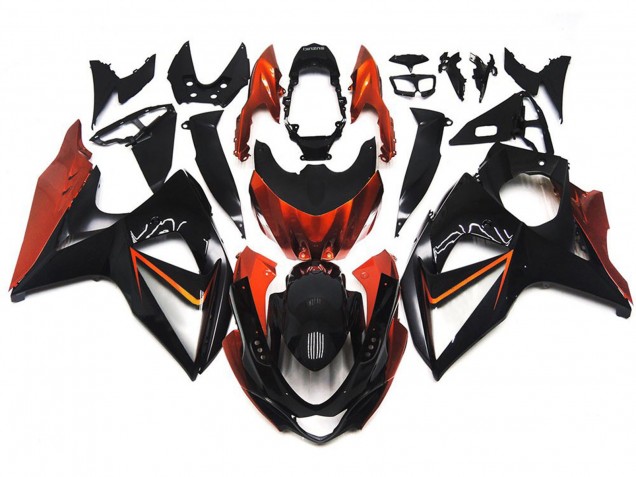 Custom Orange and Black with Silver inlay 2009-2016 GSXR 1000 Motorcycle Fairing Custom Orange and Black with Silver inlay 2009-2016 GSXR 1000 Motorcycle Fairing