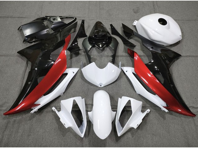 Custom Red Black and White 2008-2016 R6 Motorcycle Fairing Custom Red Black and White 2008-2016 R6 Motorcycle Fairing