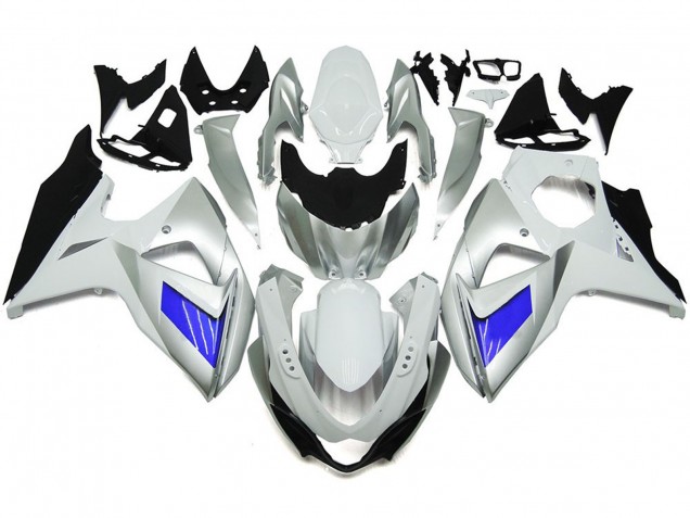 Custom Silver and White with Black 2009-2016 GSXR 1000 Motorcycle Fairing