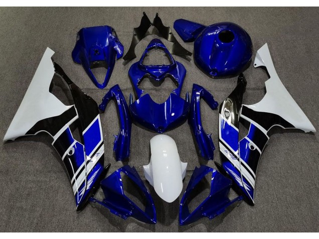 Dark Blue and White Custom 2008-2016 R6 Motorcycle Fairing