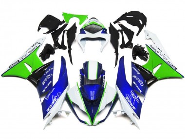 Deep Blue Green and White 2009-2012 ZX6R Motorcycle Fairing