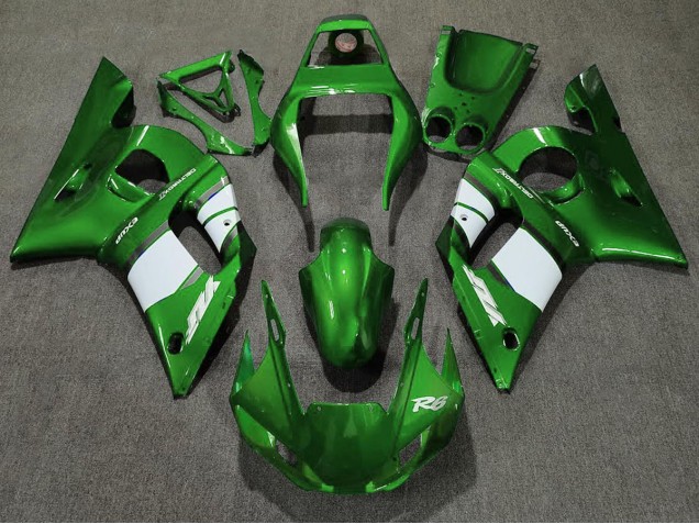 Deep Green & White 1998-2002 R6 Motorcycle Fairing Deep Green & White 1998-2002 R6 Motorcycle Fairing