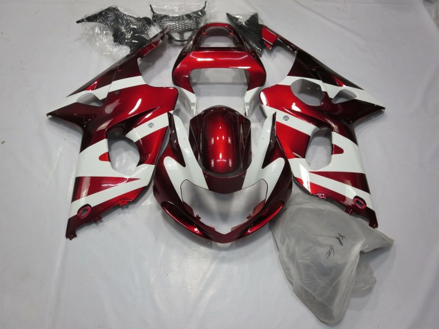Deep Red and White 2000-2002 GSXR 1000 Motorcycle Fairing Deep Red and White 2000-2002 GSXR 1000 Motorcycle Fairing