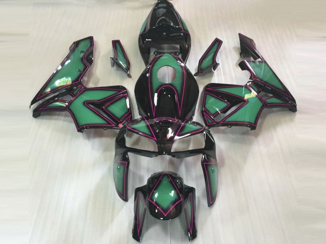 Emerald Green & Pink Outline 2005-2006 CBR600RR Motorcycle Fairing