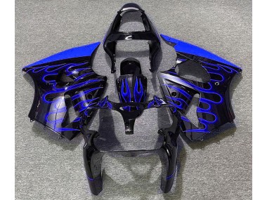 Gloss Black & Blue Flame 2000-2002 ZX6R Motorcycle Fairing