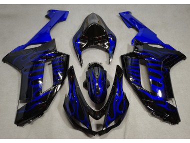 Gloss Black & Blue Flame 2007-2008 ZX6R Motorcycle Fairing
