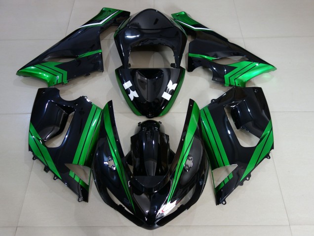 Gloss Black & Electric Green 2005-2006 ZX6R Motorcycle Fairing Gloss Black & Electric Green 2005-2006 ZX6R Motorcycle Fairing