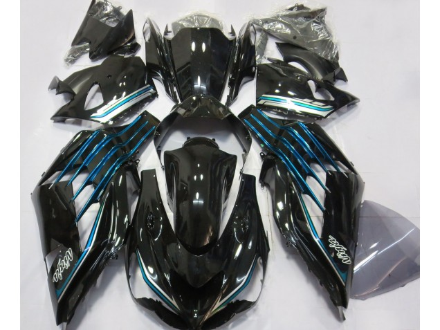 Gloss Black & Light Blue 2012-2021 ZX14R Motorcycle Fairing Gloss Black & Light Blue 2012-2021 ZX14R Motorcycle Fairing