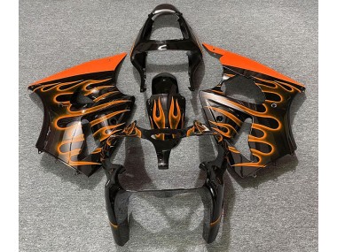 Gloss Black & Orange Flame 2000-2002 ZX6R Motorcycle Fairing