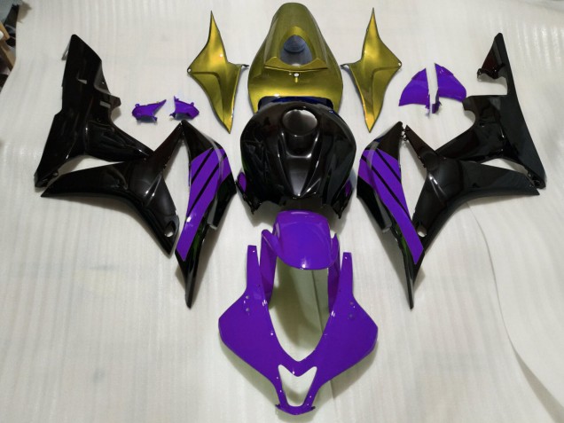 Gloss Black & Purple and Gold Accents 2007-2008 CBR600RR Motorcycle Fairing Gloss Black & Purple and Gold Accents 2007-2008 CBR600RR Motorcycle Fairing