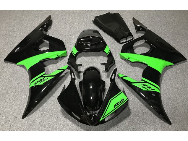 Gloss Black and Green 2003-2004 R6 Motorcycle Fairing Gloss Black and Green 2003-2004 R6 Motorcycle Fairing