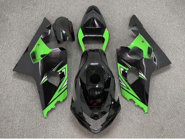 Gloss Black and Green 2004-2005 GSXR 600-750 Motorcycle Fairing
