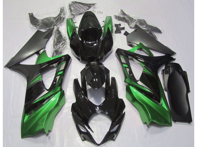 Gloss Black and Green 2007-2008 GSXR 1000 Motorcycle Fairing Gloss Black and Green 2007-2008 GSXR 1000 Motorcycle Fairing