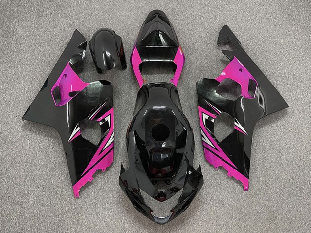 Gloss Black and Pink 2004-2005 GSXR 600-750 Motorcycle Fairing Gloss Black and Pink 2004-2005 GSXR 600-750 Motorcycle Fairing
