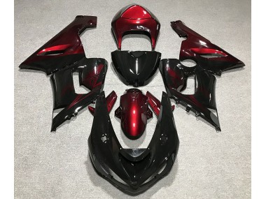 Gloss Black and Red 2005-2006 ZX6R Motorcycle Fairing