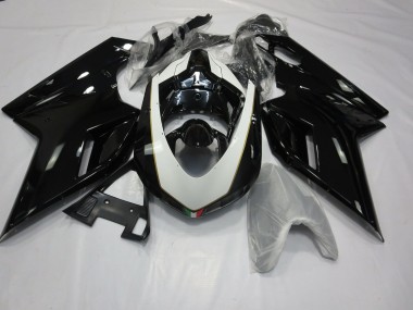 Gloss Black and White 2007-2014 Ducati 848 1098 1198 Motorcycle Fairing