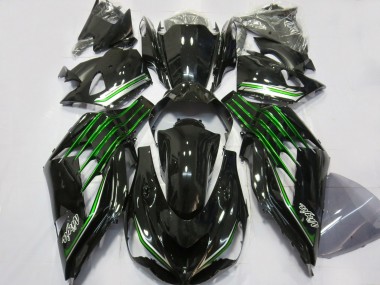 Gloss Black with Green 2012-2021 ZX14R Motorcycle Fairing