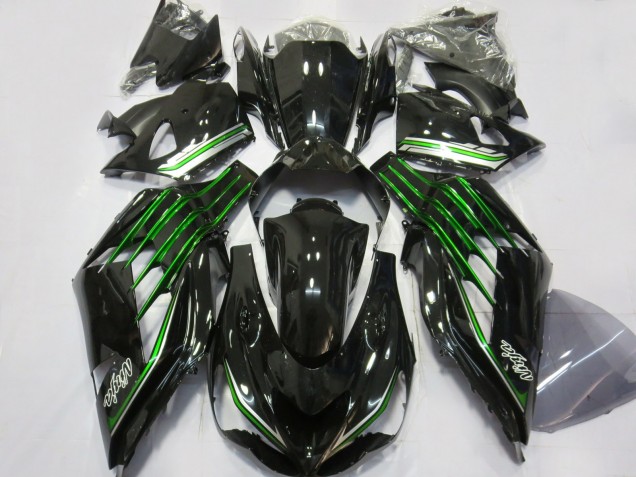 Gloss Black with Green 2012-2021 ZX14R Motorcycle Fairing Gloss Black with Green 2012-2021 ZX14R Motorcycle Fairing