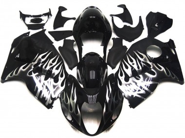 Gloss Black with Silver Flames 1997-2007 GSXR 1300 Hayabusa Motorcycle Fairing