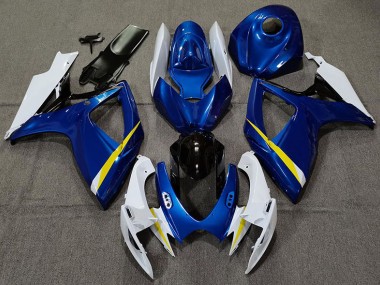 Gloss Blue White and Yellow 2006-2007 GSXR 600-750 Motorcycle Fairing