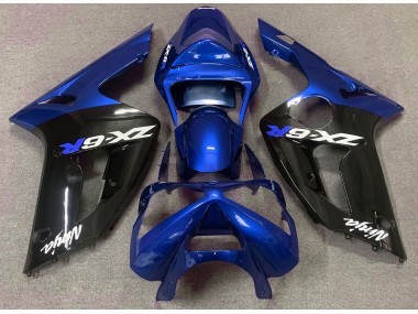 Gloss Blue and Black 2003-2004 ZX6R Motorcycle Fairing