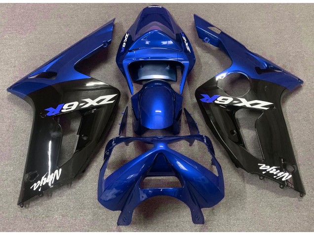 Gloss Blue and Black 2003-2004 ZX6R Motorcycle Fairing Gloss Blue and Black 2003-2004 ZX6R Motorcycle Fairing