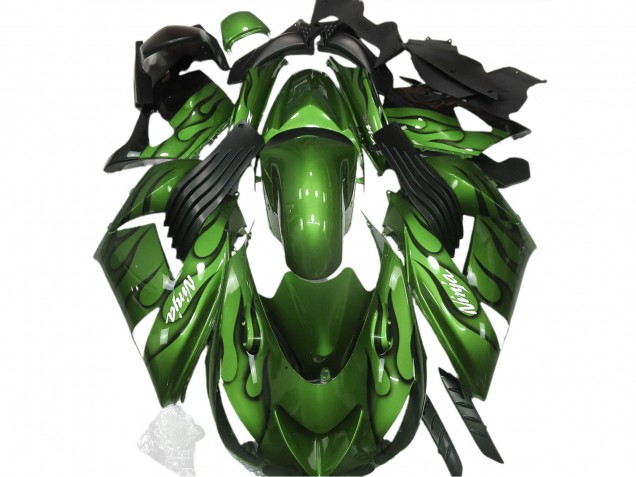 Gloss Green & Flame 2006-2011 ZX14R Motorcycle Fairing Gloss Green & Flame 2006-2011 ZX14R Motorcycle Fairing