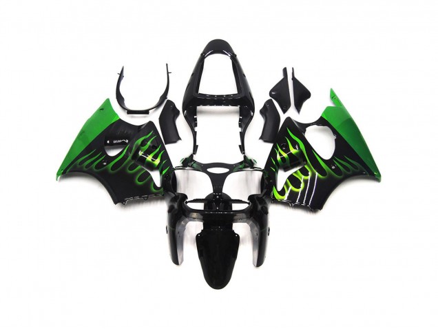 Gloss Green Flame Plain 2000-2002 ZX6R Motorcycle Fairing Gloss Green Flame Plain 2000-2002 ZX6R Motorcycle Fairing