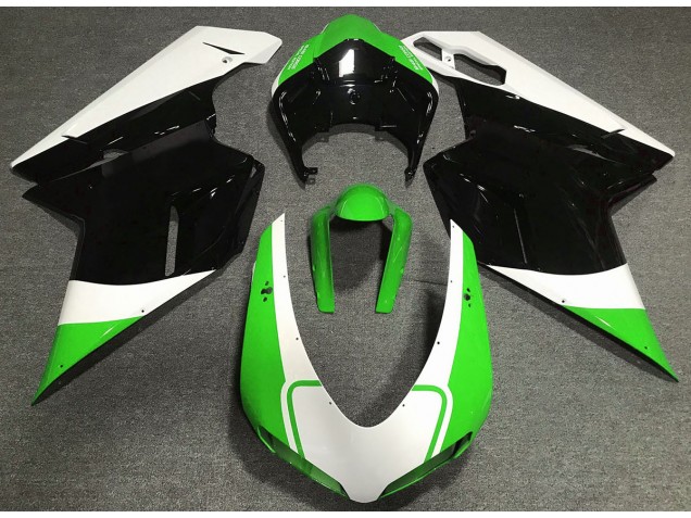 Gloss Green White and Black 2007-2014 Ducati 848 1098 1198 Motorcycle Fairing Gloss Green White and Black 2007-2014 Ducati 848 1098 1198 Motorcycle Fairing