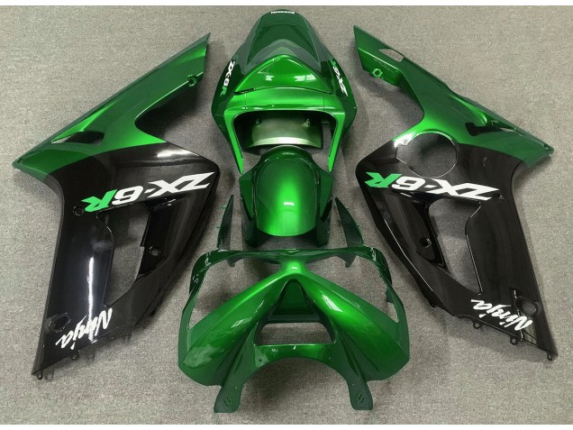 Gloss Green and Black 2003-2004 ZX6R Motorcycle Fairing Gloss Green and Black 2003-2004 ZX6R Motorcycle Fairing
