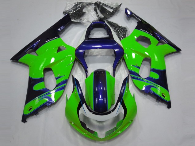 Gloss Green and Blue 2001-2003 GSXR 600-750 Motorcycle Fairing Gloss Green and Blue 2001-2003 GSXR 600-750 Motorcycle Fairing