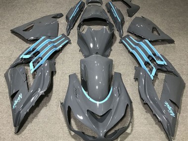 Gloss Grey & Light Blue 2012-2021 ZX14R Motorcycle Fairing