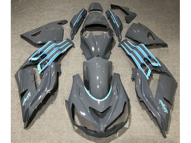 Gloss Grey & Light Blue 2012-2021 ZX14R Motorcycle Fairing Gloss Grey & Light Blue 2012-2021 ZX14R Motorcycle Fairing